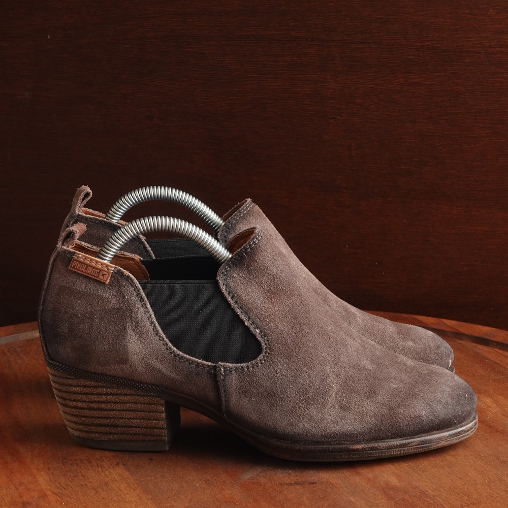 Pikolinos Boots Women SZ EU 36 US 5.5-6 Gray Baqueira Chelsea Ankle Suede Bootie
